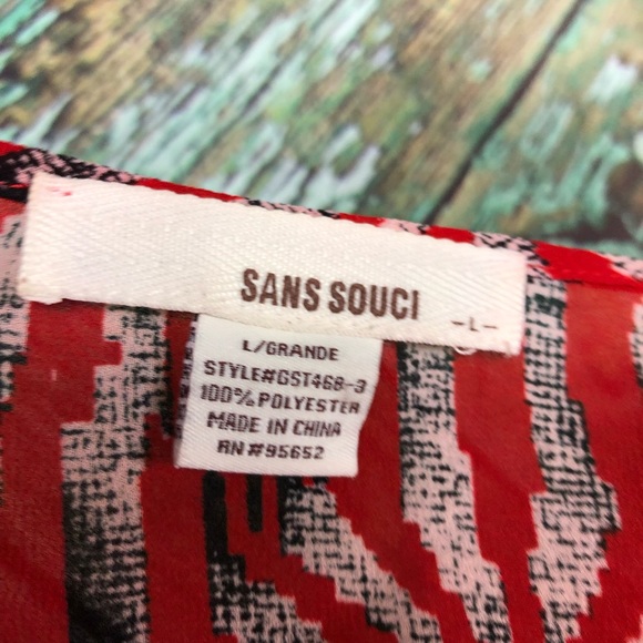 D8 - Sans Souci Red, Cream & Black Chiffon Cami - L - Picture 6 of 6